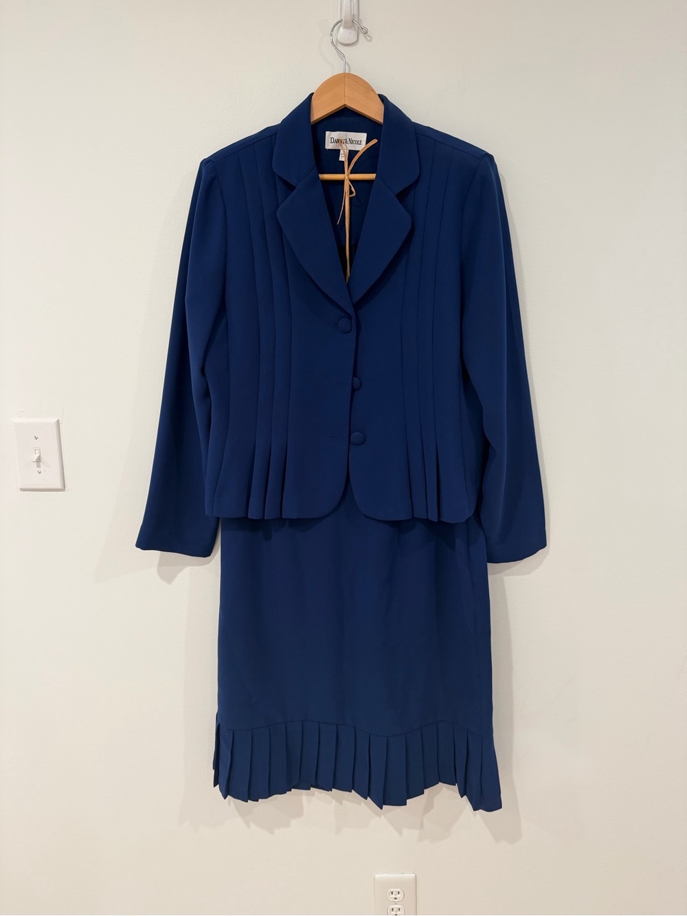 Danny & Nicole Royal Blue Pleated Hem 2-Piece Suit Set